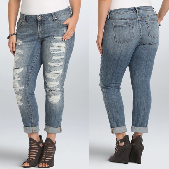 Torrid Denim - Torrid, Premium Boyfriend Jeans, Light Wash, 16